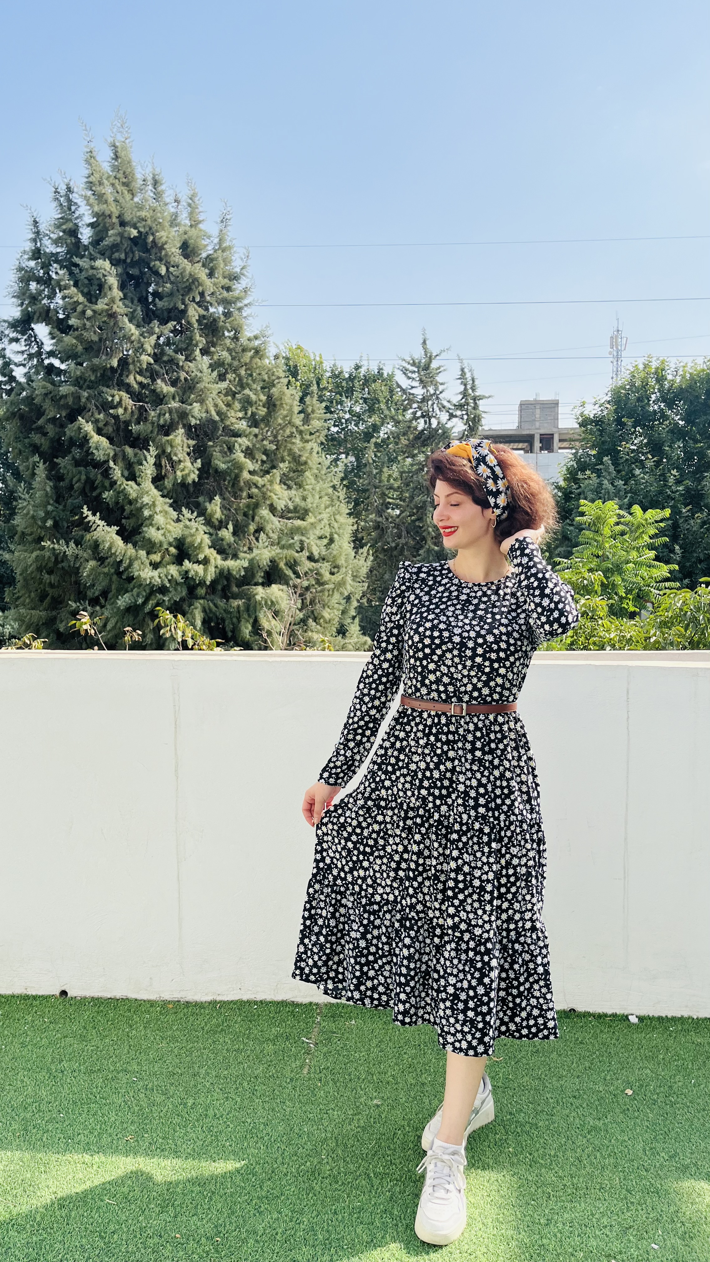 پیراهن زنانه مشکی گل‌دار/ کد ۱۰۲۱
